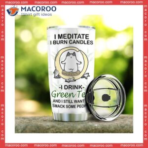 Green Tea Cat Stainless Steel Tumbler