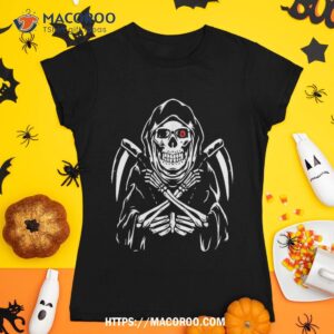 grim reaper lazy halloween costume cool skeleton skull shirt skull pumpkin tshirt 1