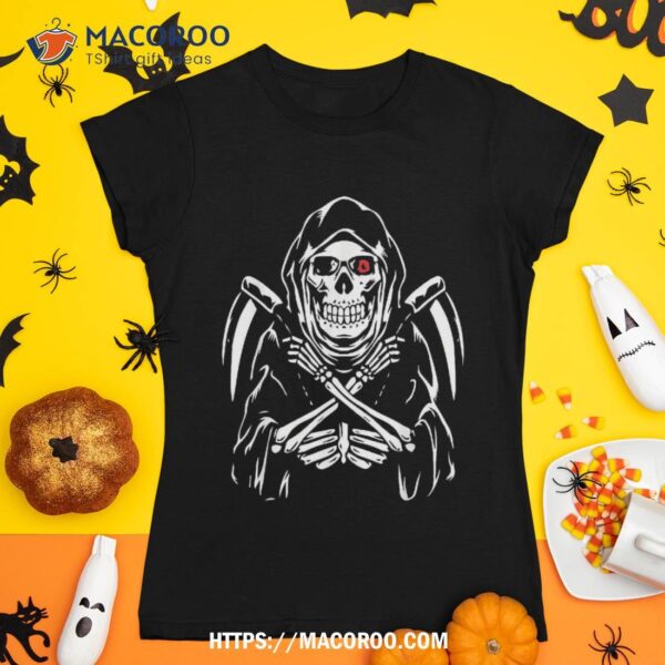 Grim Reaper Lazy Halloween Costume Cool Skeleton Skull Shirt, Skull Pumpkin