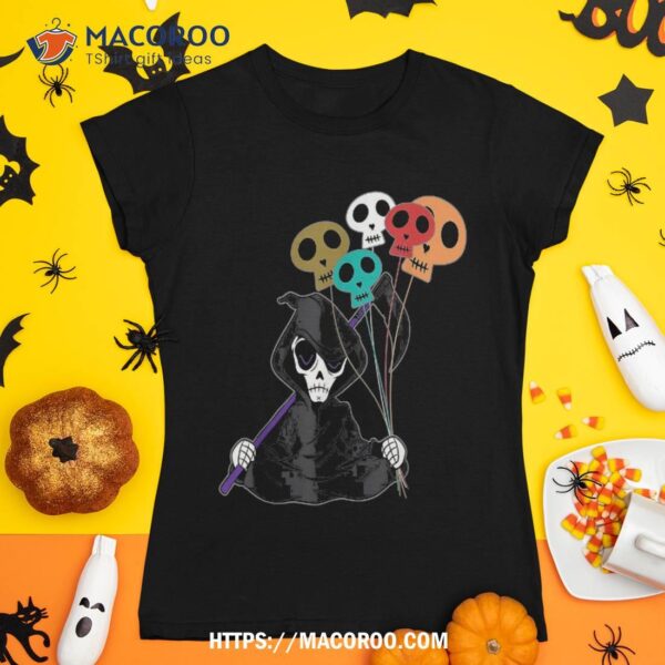 Grim Reaper Skull Balloon Halloween Goth Shirt, Halloween Skull