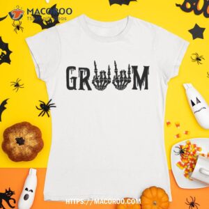 groom skeleton hand bride halloween wedding bachelorette shirt skeleton masks tshirt 1