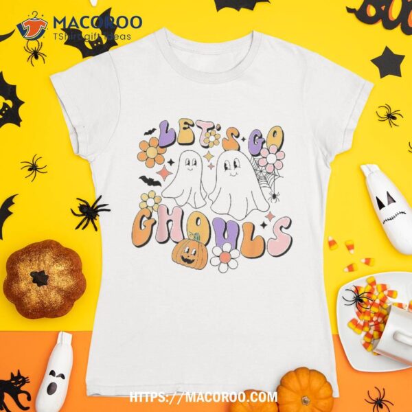 Groovy Let’s Go Ghouls Halloween Ghost Outfit For Girl Shirt, Skeleton Masks