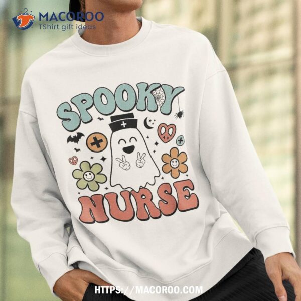 Groovy Retro Spooky Nurse Ghost Halloween Trick Or Treat Shirt, Scary Skull