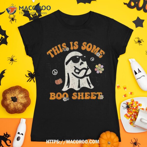 Groovy This Is Some Boo Sheet Cool Ghost Retro Halloween Shirt, Skeleton Masks