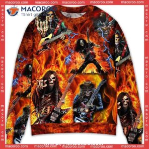 guitar skull fire ugly christmas sweater dallas cowboys ugly sweater 0