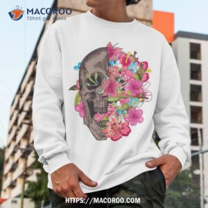 half skull with flowers shirt cool halloween face gift halloween skull sweatshirt