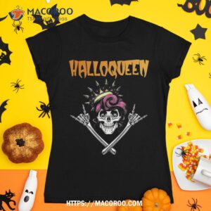 halloqueen skeleton skull crown halloween queen lover shirt spooky scary skeletons tshirt 1