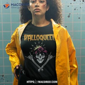 halloqueen skeleton skull crown halloween queen lover shirt spooky scary skeletons tshirt 2