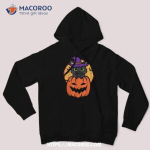 Halloween Black Cat On Pumpkin Costume Girls Kids Teen Shirt