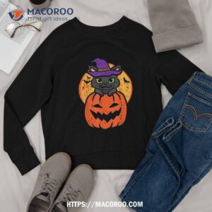 halloween black cat on pumpkin costume girls kids teen shirt sweatshirt