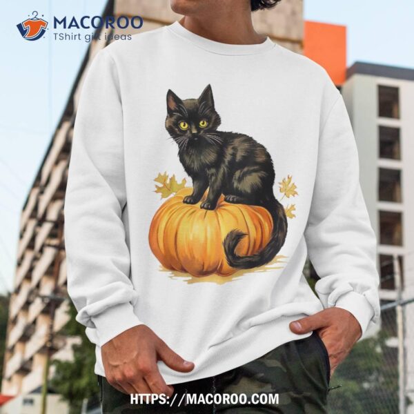 Halloween Black Cat Pumpkin Costume For Kids Shirt