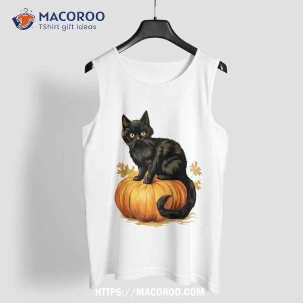 Halloween Black Cat Pumpkin Costume For Kids Shirt