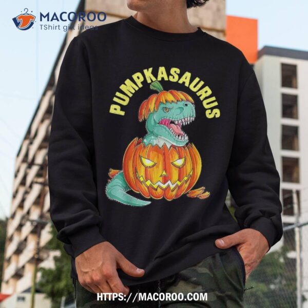 Halloween Boys Pumpkasaurus Dinosaur Pumpkin Funny T Rex Shirt