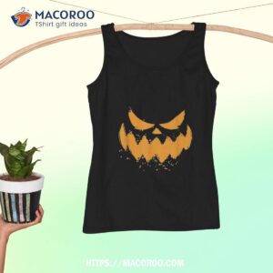 halloween carved pumpkin face orange shirt tank top