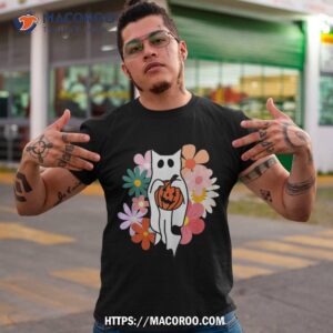 halloween costume vintage floral ghost cat pumpkin funny shirt halloween skull tshirt