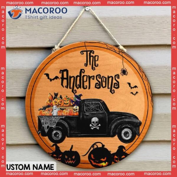 Halloween Front Door Sign, Personalized Family Name Sign,halloween Truck Decor, Gift