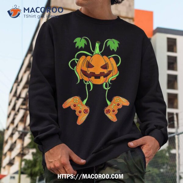 Halloween Gamer Pumpkin Controller Video Kids Boys Shirt