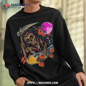 halloween grim reaper skateboarding skull bats skate death shirt spooky scary skeletons sweatshirt