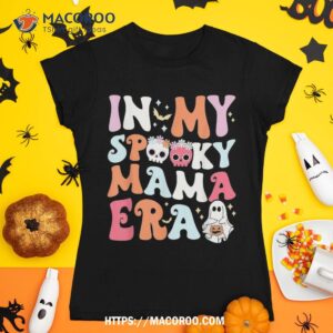 halloween in my spooky mama era groovy witchy mom shirt skeleton masks tshirt 1