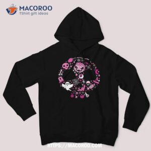 halloween in pink grunge aesthetic gothic skull pumpkin shirt skeleton head hoodie