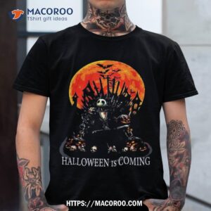 halloween is coming scary skulls castle nightmare orange coo shirt skull pumpkin tshirt
