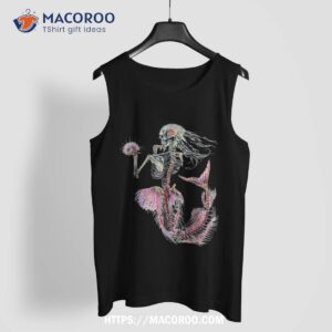 halloween mermaid funny skeleton sugar skull shirt halloween skull tank top