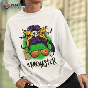 halloween momster spooky skull messy bun monster mom shirt scary skull sweatshirt