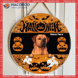 Halloween, Orange Color, Personalized Dog Halloween Wooden Signs, Fun Halloween Gifts