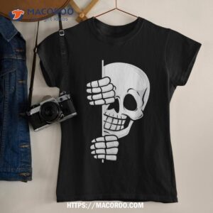 halloween peeking skeleton scary boys girls kids shirt halloween christmas decoration tshirt