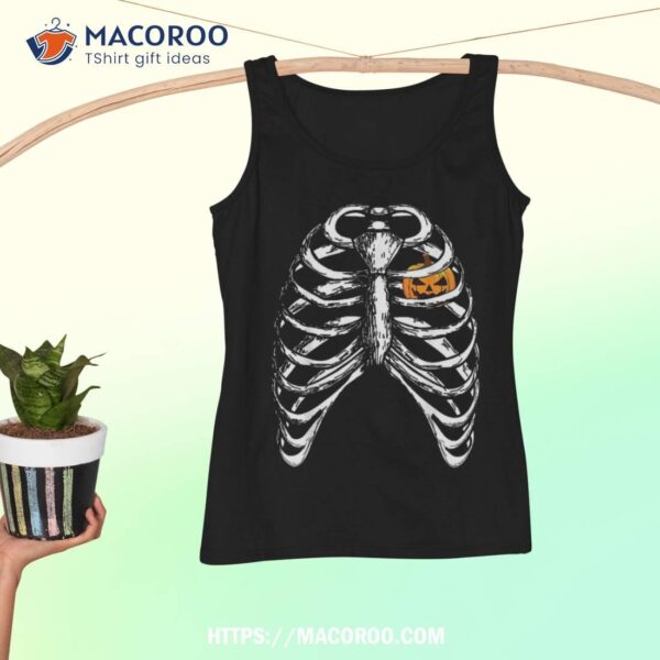 Halloween Pumpkin And Ribs Skeleton Costume For & Shirt