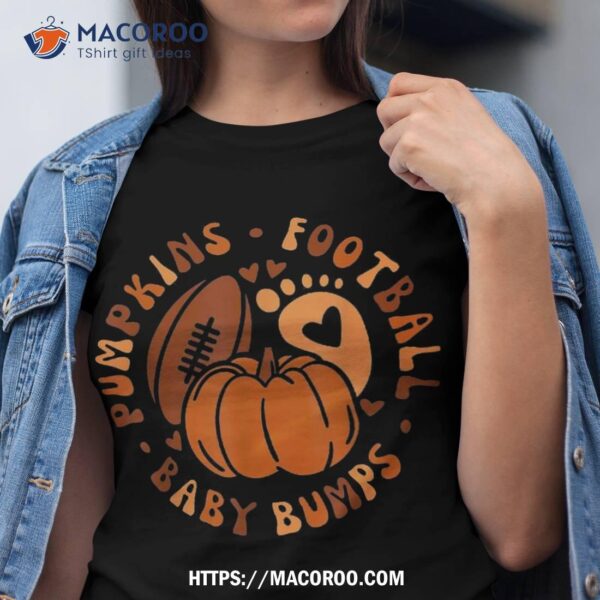 Halloween Pumpkins Football Baby Bump Maternity Announcet Shirt