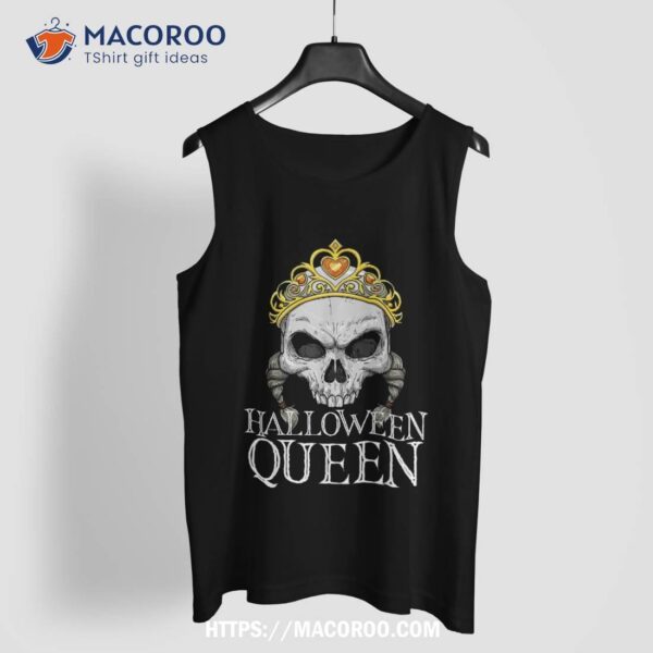 Halloween Queen Skull & Crown Funny Couple Shirt, Spooky Scary Skeletons