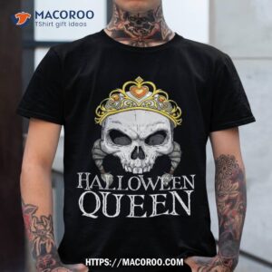 halloween queen skull amp crown funny couple shirt spooky scary skeletons tshirt