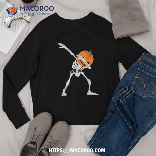 Halloween Shirt Dabbing For Boys Skeleton Pumpkin