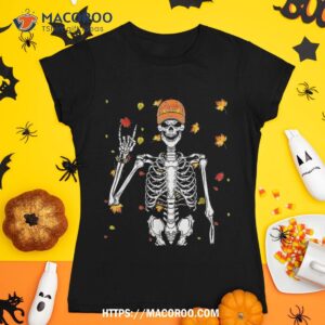 halloween shirt skeleton rock on hand boys skeleton masks tshirt 1