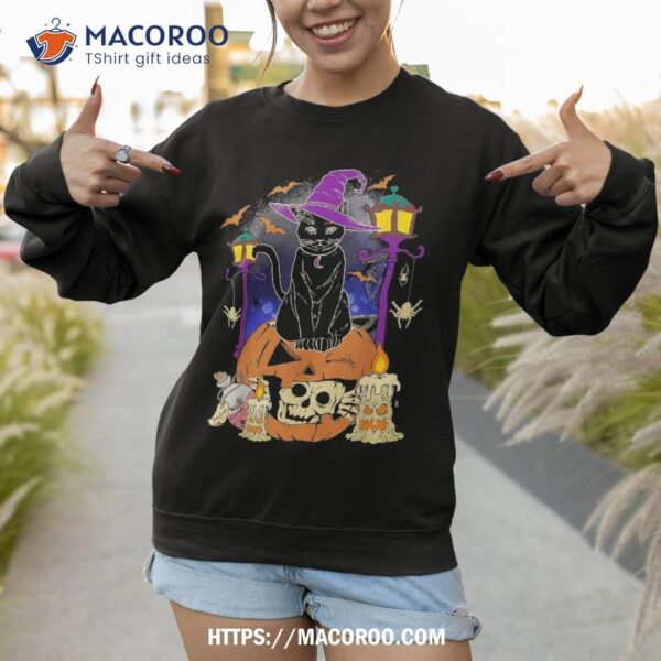 Halloween Shirts Kids Black Cat Pumpkin Shirt