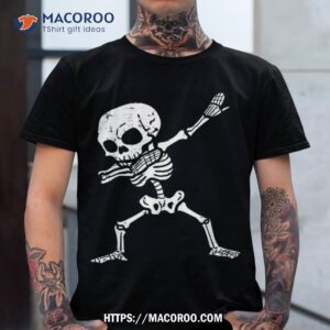 halloween skeleton dabbing costume boys girls kids youth shirt skull pumpkin tshirt