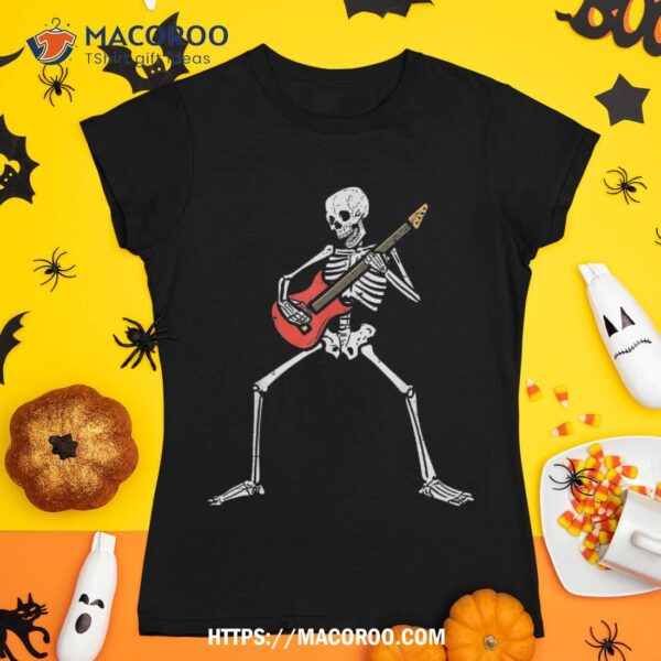 Halloween Skeleton Rocker Guitar Punk Rock Costume Shirt, Sugar Skull Pumpkin