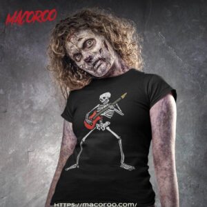 Halloween Skeleton Rocker Guitar Punk Rock Costume Shirt, Sugar Skull Pumpkin