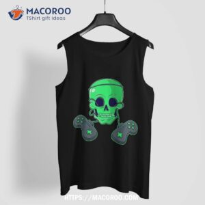 halloween skeleton skull crossbones video gamer boys kids shirt skeleton masks tank top