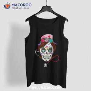 halloween sugar skull funny nurse shirt halloween skull tank top