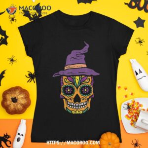 Halloween Sugar Skull Witch Day Of The Dead Costume Mexican Shirt, Skeleton Head