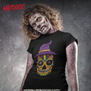 Halloween Sugar Skull Witch Day Of The Dead Costume Mexican Shirt, Skeleton Head