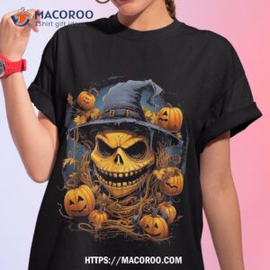 Halloween Witch Hat & Pumpkin Design Tee Shirts For Unisex