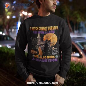 halloween witch on wine and funny maine coon cat costume shirt sweatshirt