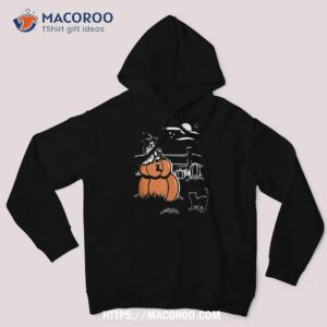 halloween witch perched on a jack o lantern tank top hoodie