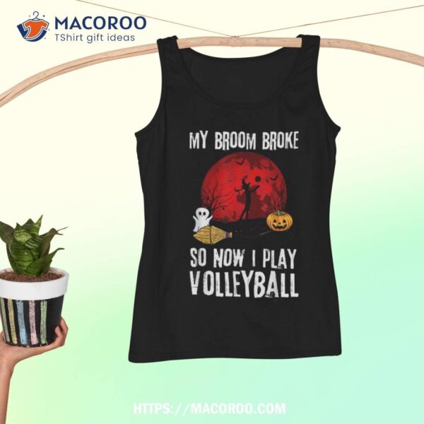 Halloween Witch Playing Volleyball Game Sport Broomstick Shirt