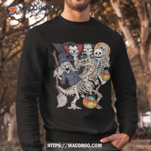 halloween zombie mummy skeletons riding t rex funny pumpkin shirt halloween gifts for kids sweatshirt