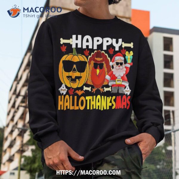 Happy Antasmas Funny Halloween Thanksgiving Christmas Shirt, Sugar Skull Pumpkin