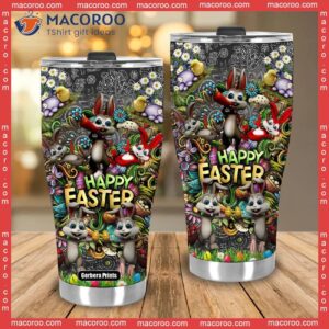 happy easter funny rabbit stainless steel tumbler 3